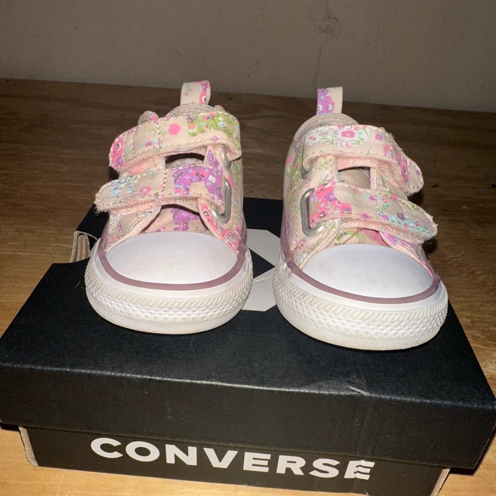 Converse Kids Pink Feline Floral Sneakers